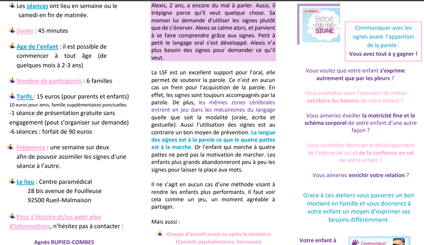 Prospectus Bébés Signeurs - Page 1